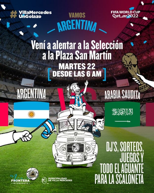 La municipalidad invitar a ver el debut de Argentina en Qatar 2022