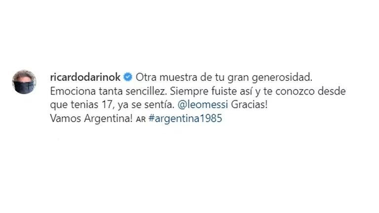 La reacción de Ricardo Darín luego de que Leo Messi recomendara “Argentina, 1985″
