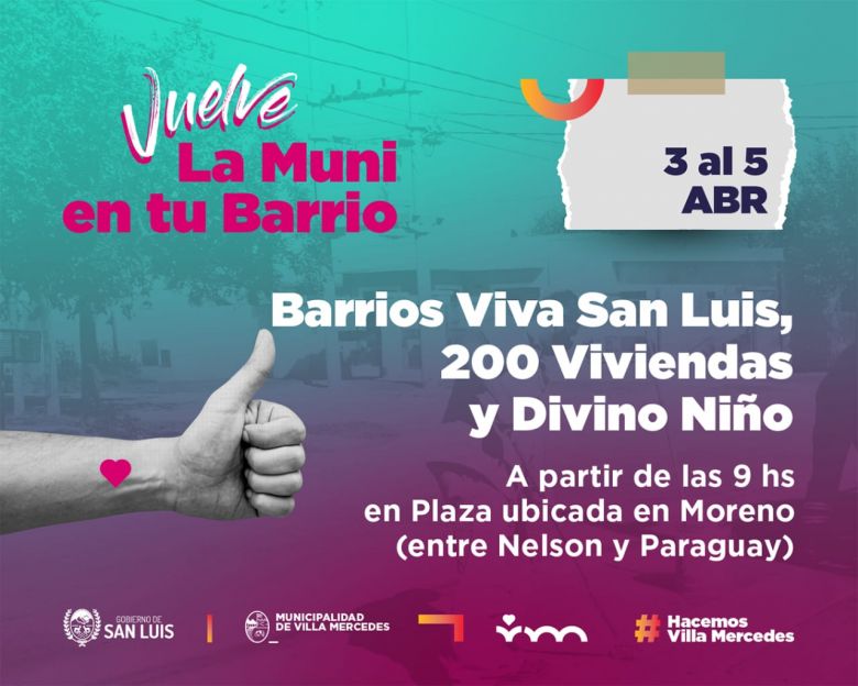 "La Muni En Tu Barrio" visita el Viva San Luis, las 200 viviendas y el Divino Niño