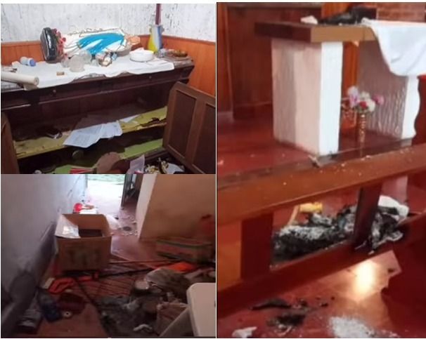 Vandalizaron e intentaron quemar una capilla en Fortin El Patria.