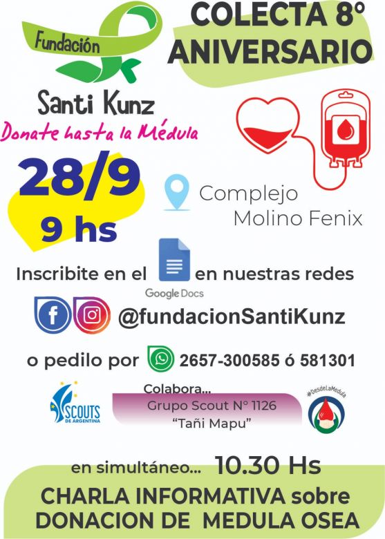 La Fundación Santi Kunz organiza una nueva colecta de sangre