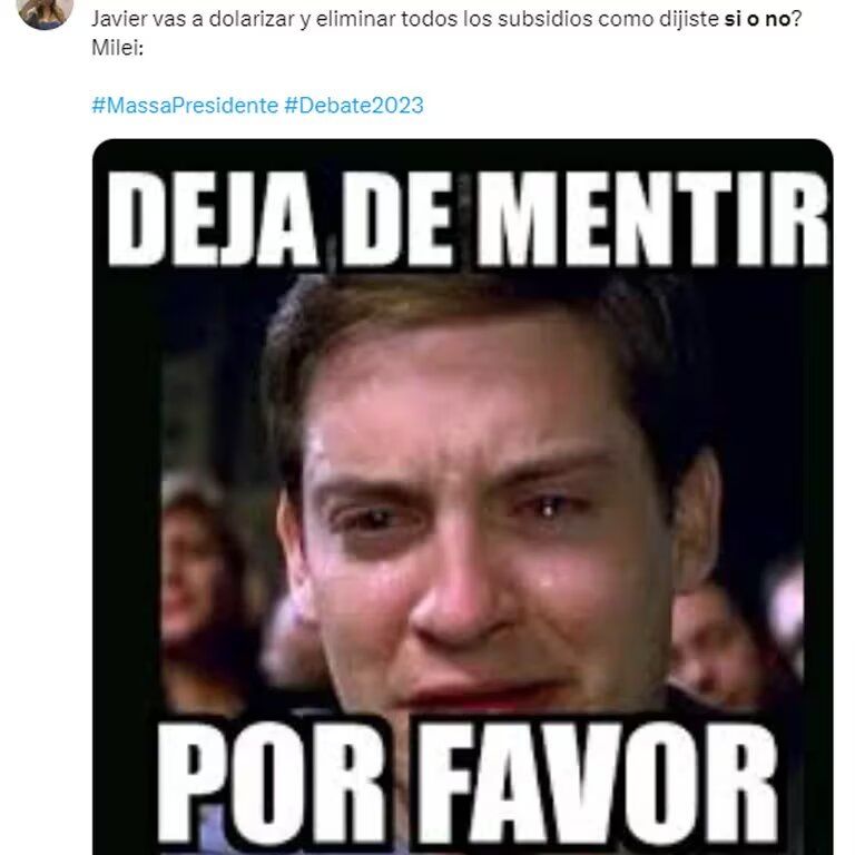 “Si fueras pinocho” y “por sí o por no”: los mejores memes del debate presidencial entre Sergio Massa y Javier Milei