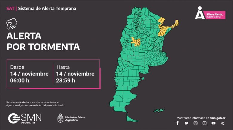 Alerta amarrilla por tormentas en San Luis 