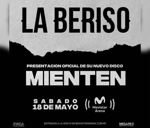 La Beriso confirma show en el Movistar Arena 