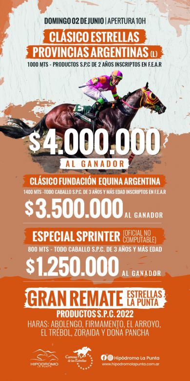 Se viene el Clásico Estrellas Provincias Argentinas en el Hipódromo de la Punta