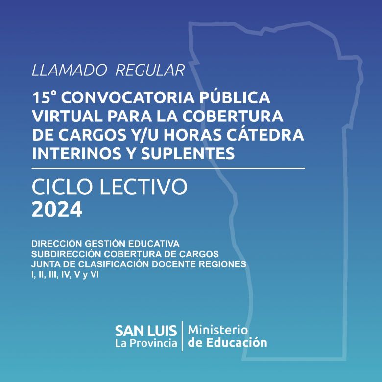 Publicaron la 15° convocatoria para cubrir cargos docentes y horas cátedra