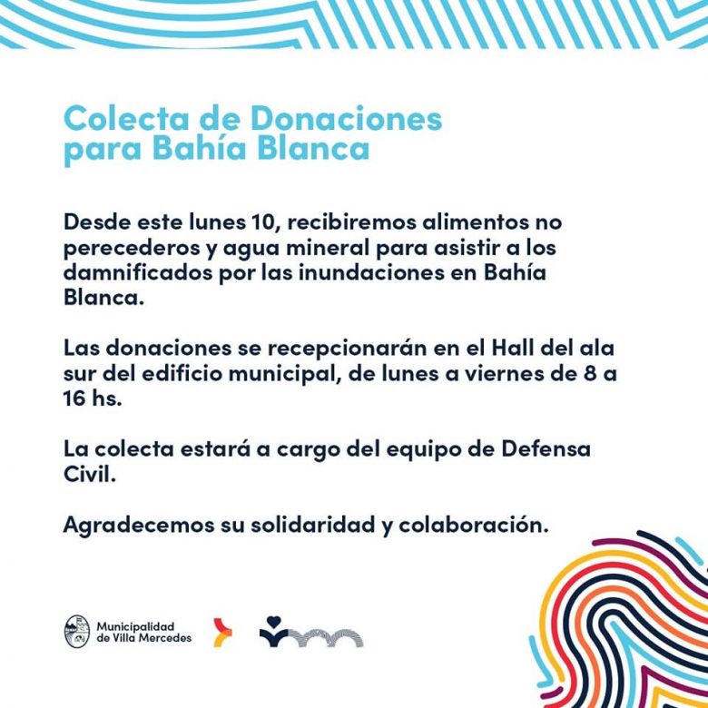 Colecta de Donaciones para los damnificados de Bahía Blanca