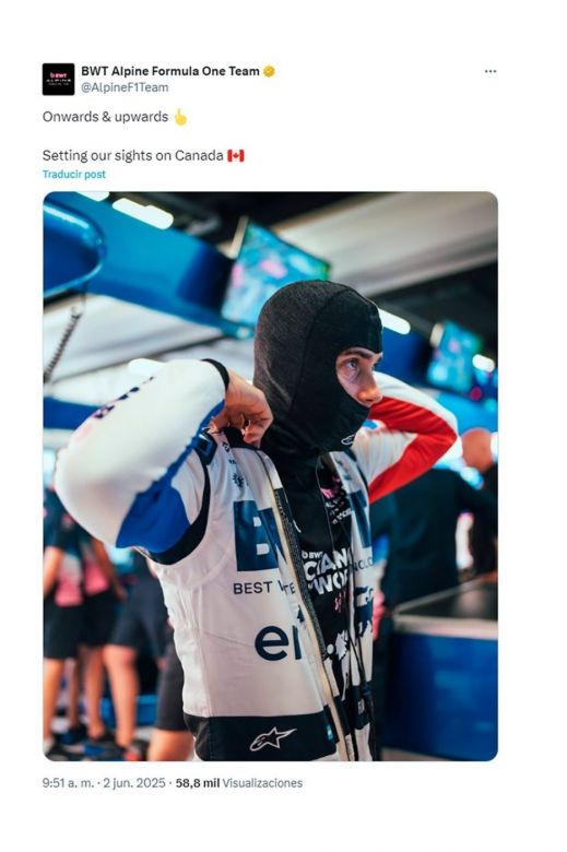 La decisión que tomó Colapinto de cara al GP de Canadá de Fórmula 1: el motivador posteo de Alpine