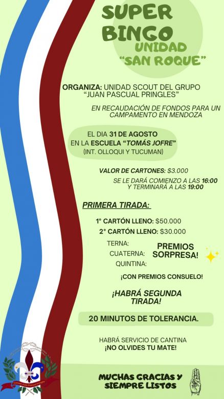 La Unidad Scout “San Roque” organiza un Super Bingo solidario