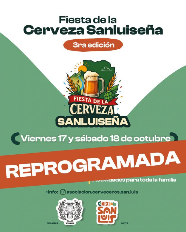 Postergaron la Fiesta de la Cerveza para el 14 y 15 de noviembre