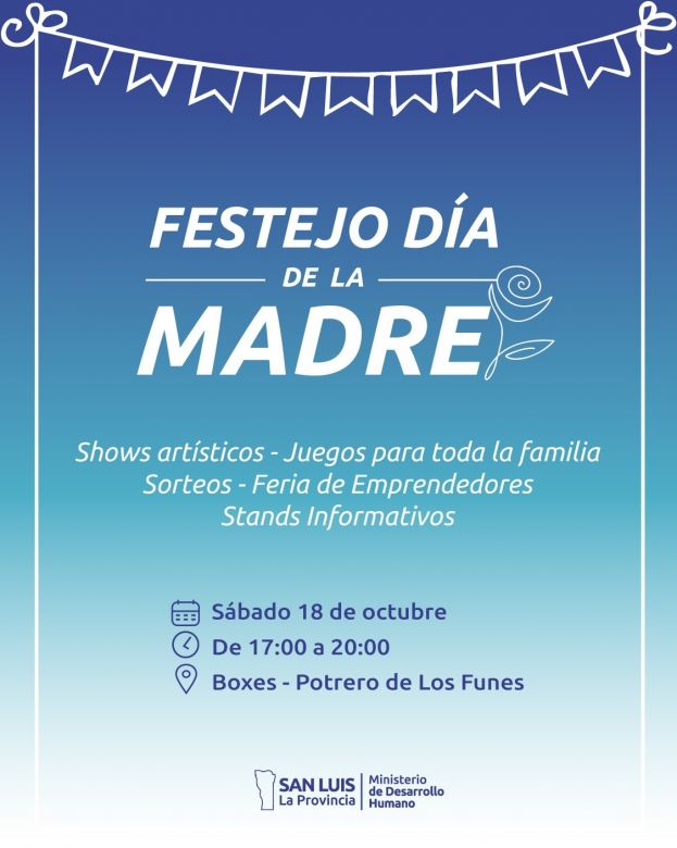 Potrero de los Funes será escenario del festejo del Día de la Madre