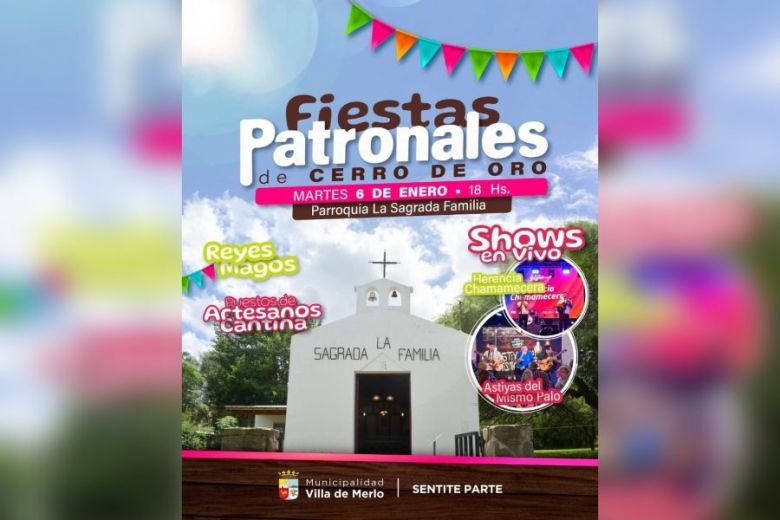 Este martes celebrar&aacute;n las Fiestas Patronales de Cerro de Oro, en Merlo