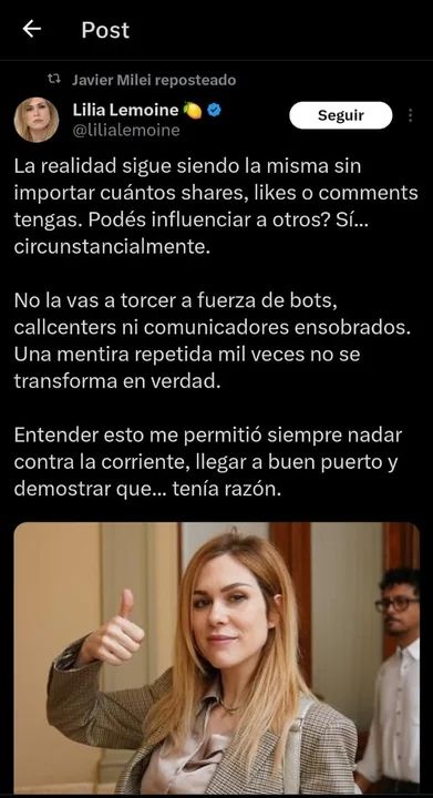 Interna en LLA: Milei comparti&oacute; un duro posteo de Lemoine contra el Gordo Dan