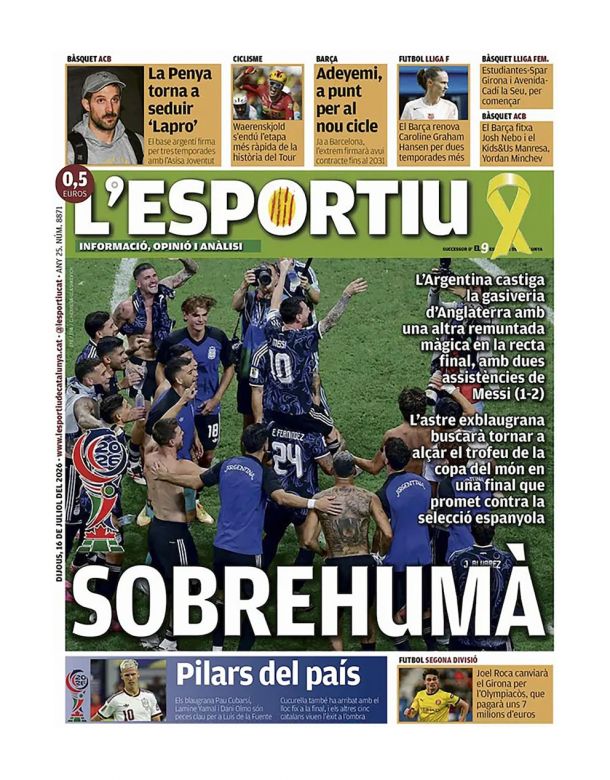 Mir&aacute; las portadas de los principales diarios del planeta tras la remontada de Argentina ante Inglaterra