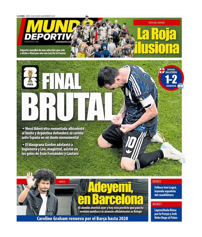 Mir&aacute; las portadas de los principales diarios del planeta tras la remontada de Argentina ante Inglaterra