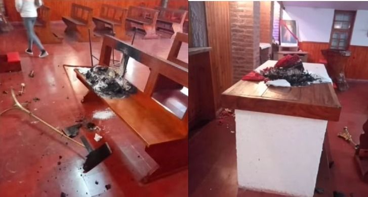 Vandalizaron e intentaron quemar una capilla en Fortin El Patria.